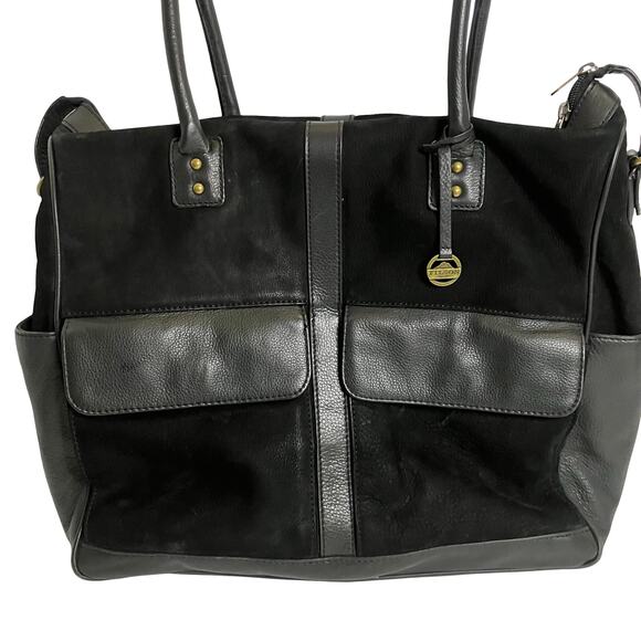 Filson Black Leather Travel Tote Bag - Picture 2 of 13